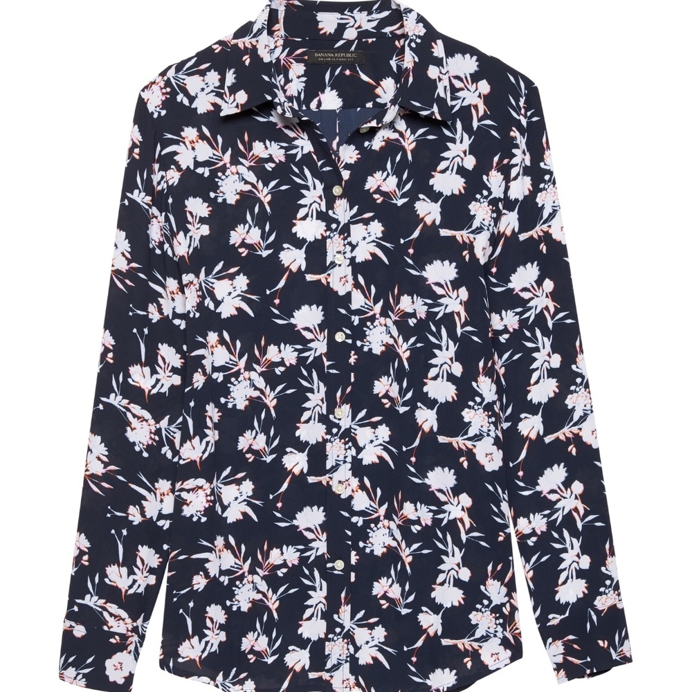NWOT Navy Dillon Classic Fit Banana Republic Blouse Sz XS